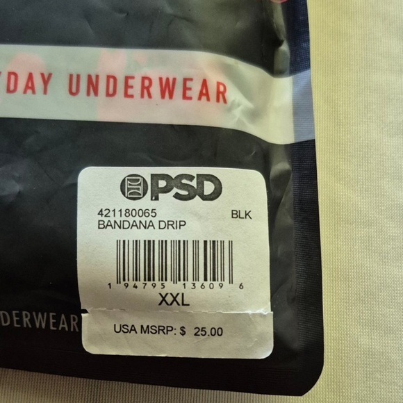 PSD  Bandana Boxer  Brief Color BLK. Size XXL. - Picture 5 of 5